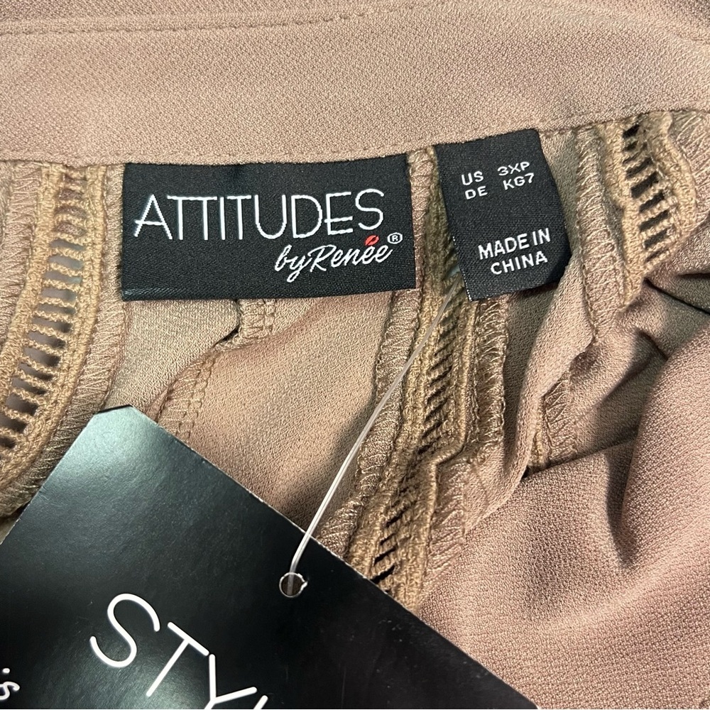 Attitudes by Renee | Tan Button Down Shirt‎ - Picture 8 of 11